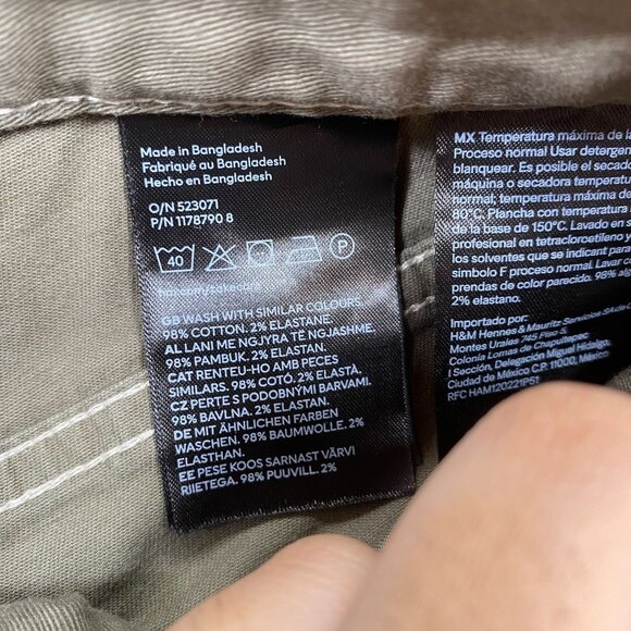 H&M Sage Green Cargo Utility Pants Contrast Stitching Pockets Womens Size 6 - Picture 5 of 13